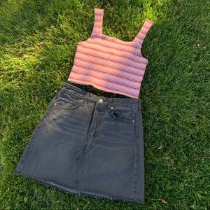 H&M Black Denim Mini Skirt